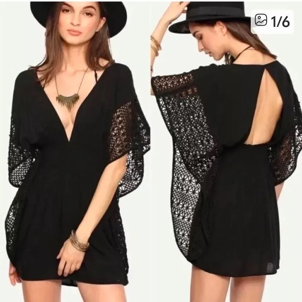 Victoria’s Secret Black Lace V Neck Cover-Up